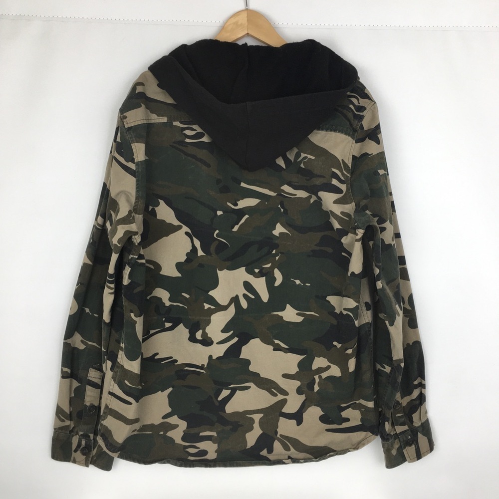 Forever 21 Army Camo Jacket Hoodie Mens Size XL Utility Shacket Green